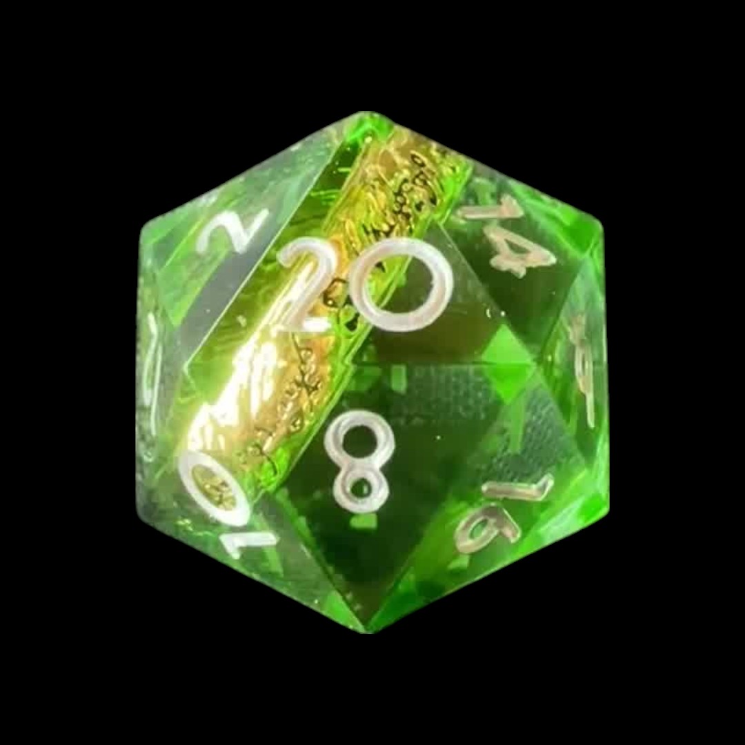 Dadi spigolo vivo trasparente verde con l'Unico Anello - immagine 2