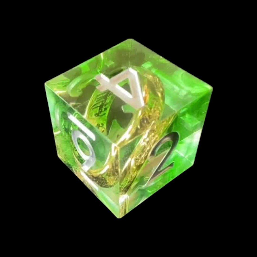 Dadi spigolo vivo trasparente verde con l'Unico Anello - immagine 3
