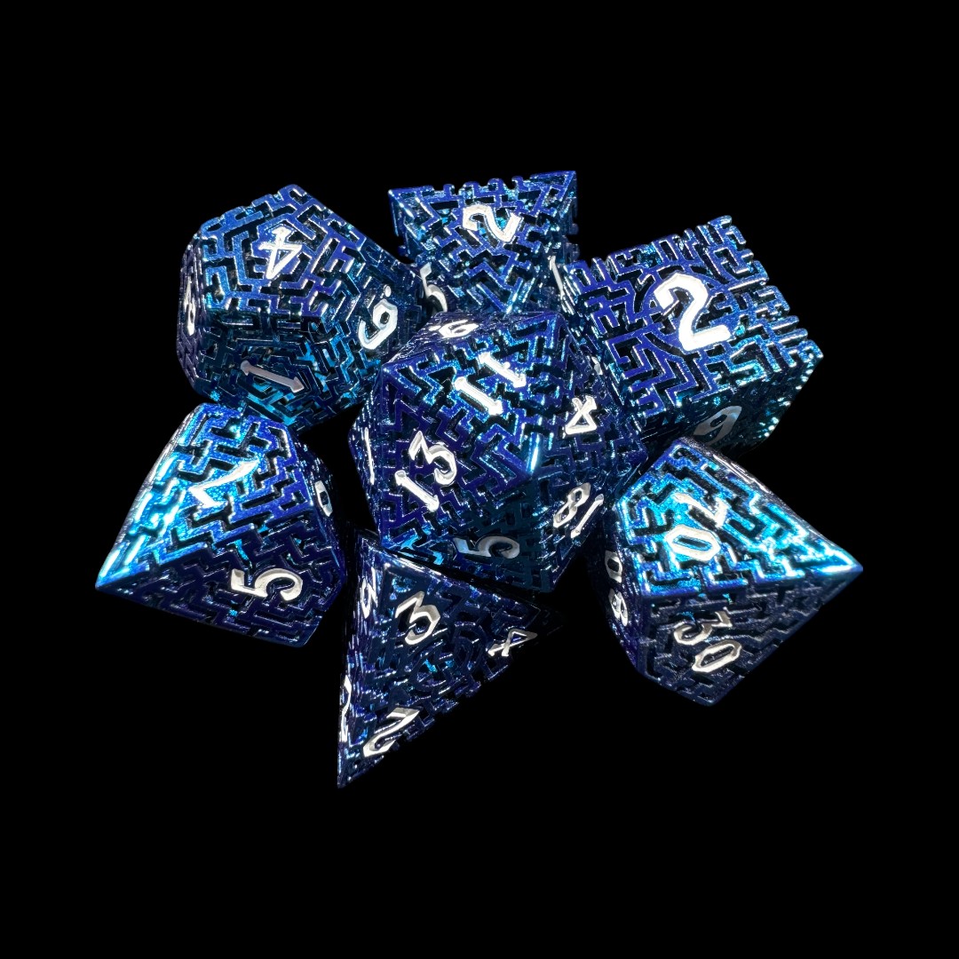 Dadi in Metallo cavo labirinto blu