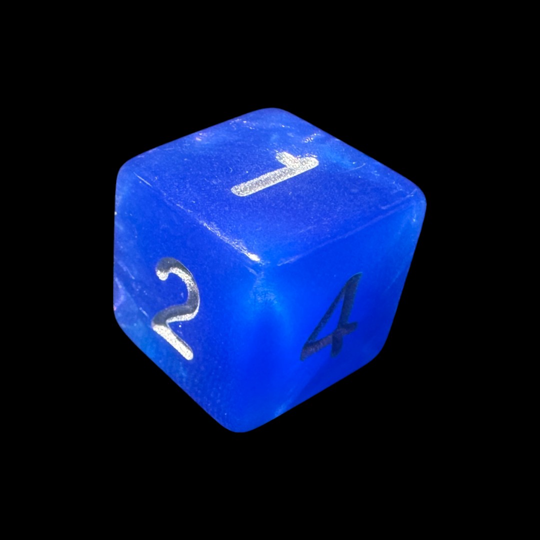 Dadi traslucidi glitterati blu (nr. argento) - immagine 3