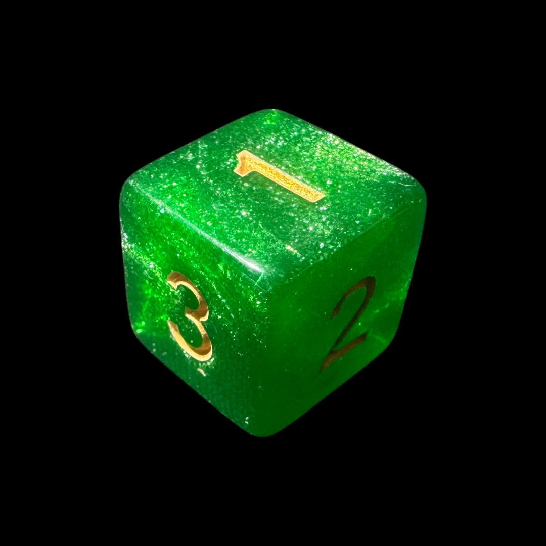 Dadi traslucidi glitterati verde - immagine 2