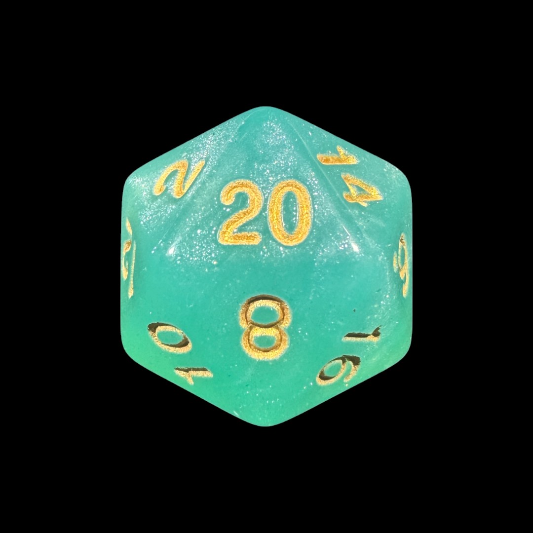 Dadi traslucidi glitterati azzurro chiaro - immagine 2