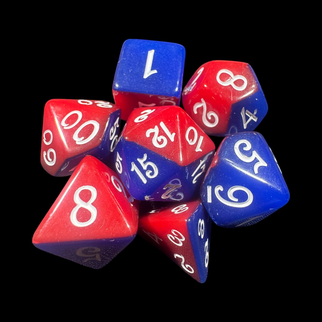 Dadi opaco multicolore blu+rosso