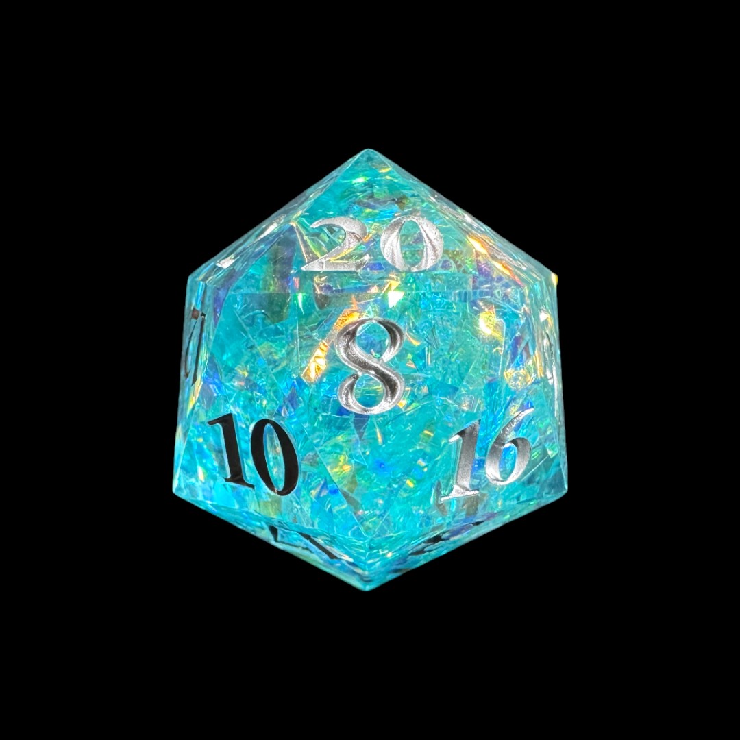 Dadi spigolo vivo azzurro olografico - immagine 2
