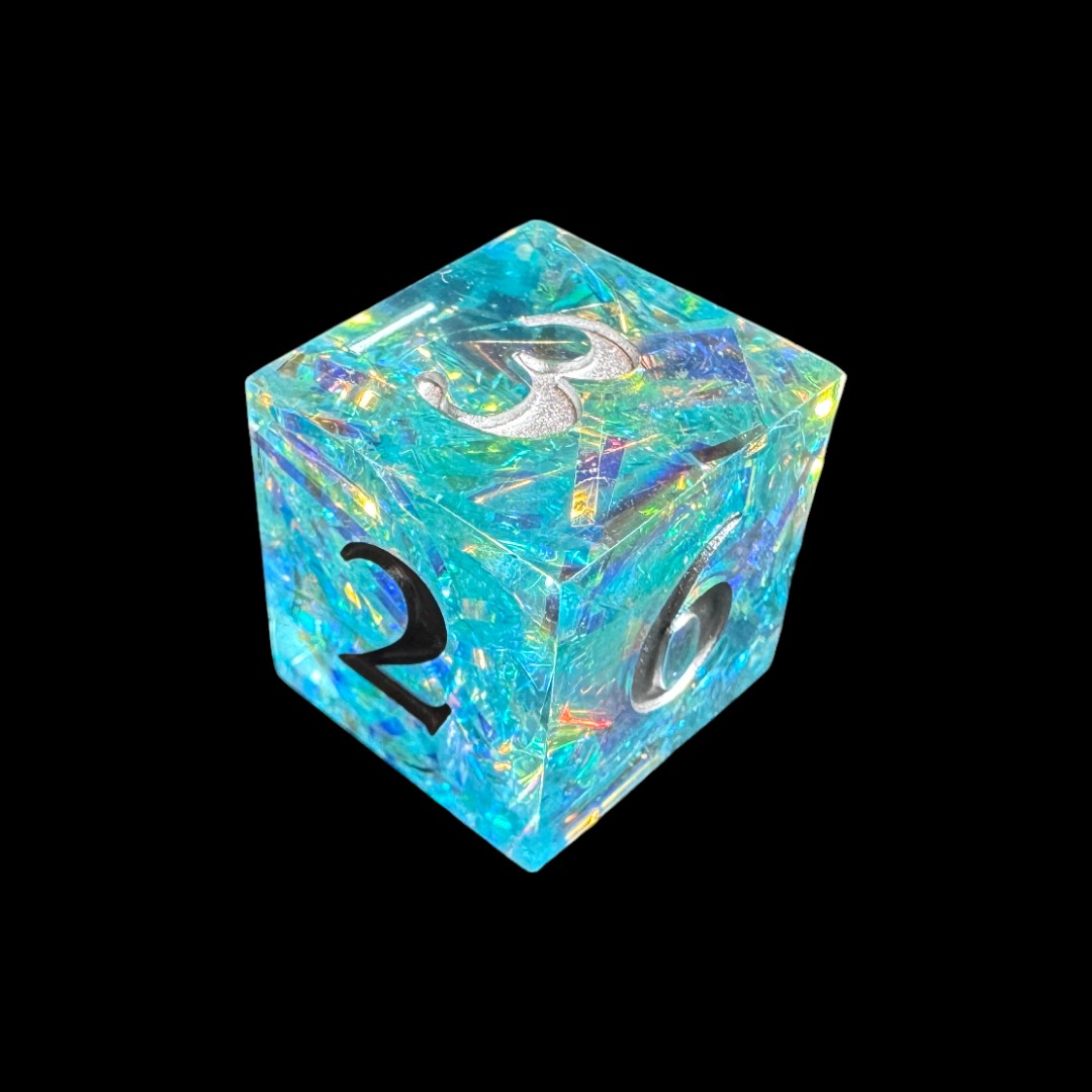 Dadi spigolo vivo azzurro olografico - immagine 3
