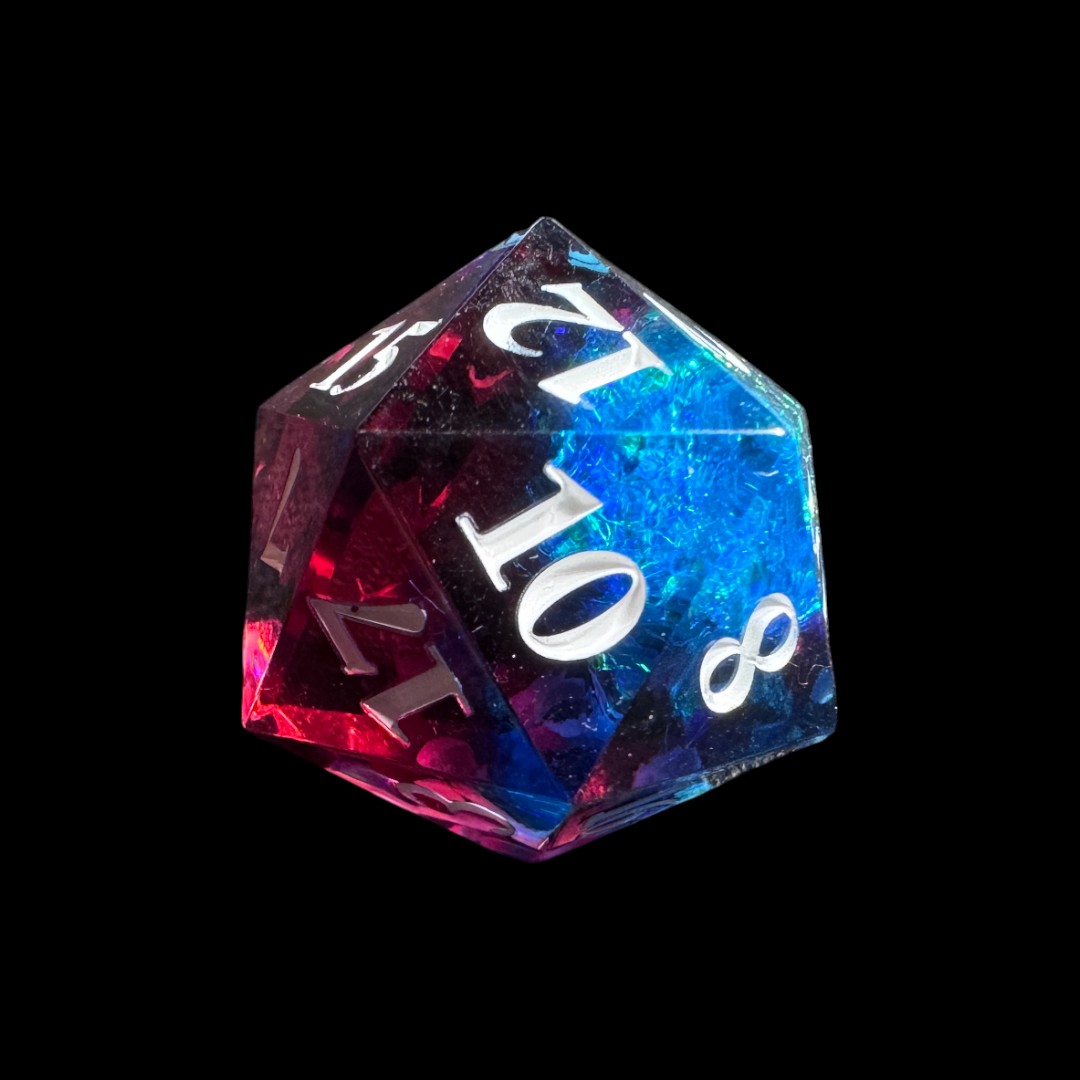 Dadi spigolo vivo blu+rosso olografico - immagine 2
